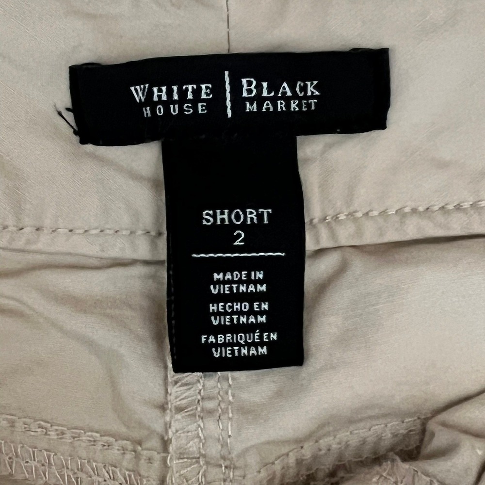 WHBM Pret-A-Play Size 2 Khaki Cargo Shorts Utlility Grosgrain Gorpcore 9" Inseam - Picture 5 of 9